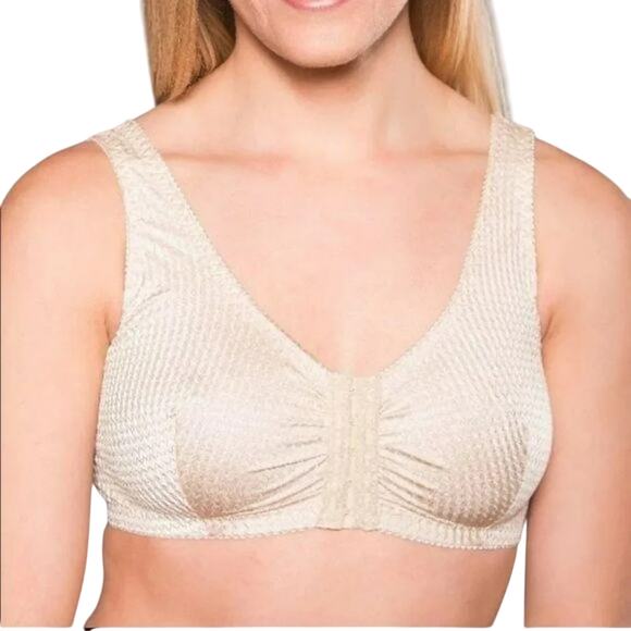 Care Apparel Front Hook Close Leisure Bra Tan - Picture 1 of 9